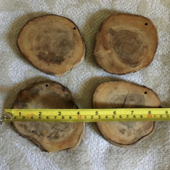 Four Rustic Wood Trunk Coaster Set - Picture 8 of 8